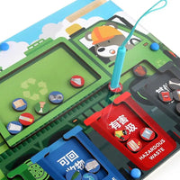 Kids Wooden Garbage Sorting Magnetic Pen Game