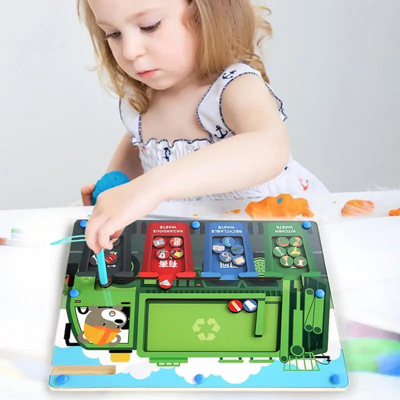 Kids Wooden Garbage Sorting Magnetic Pen Game