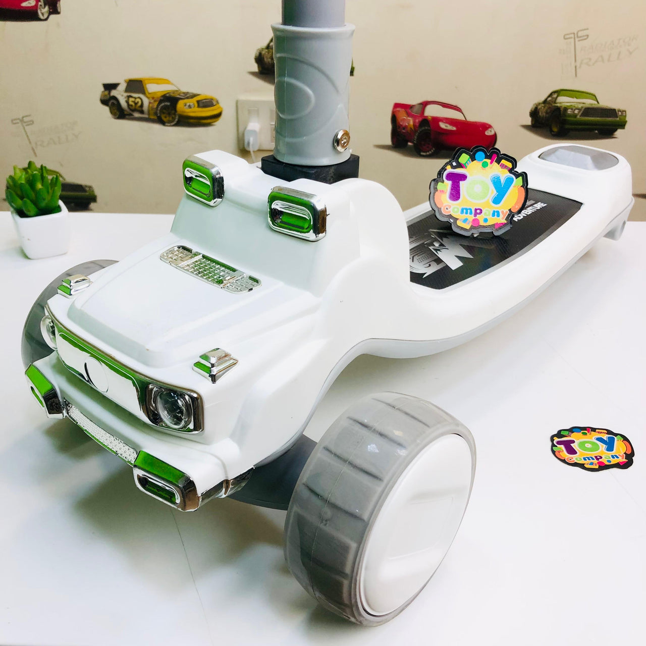 Mercedes Adjustable Height Kids Scooter With Light & Music - White