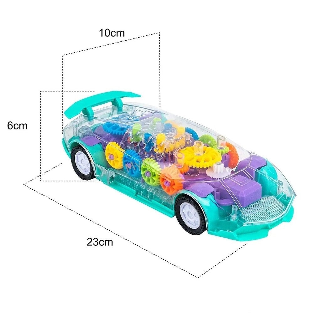 Electric Transparent Gear Car With Light & Sound