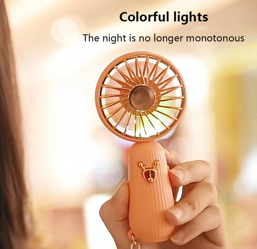 Rechargeable Mini Handheld Cooling Fan With Lights