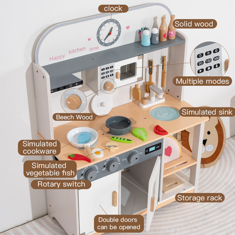 Mini Wooden Pretend European Pretend Play Kids Kitchen Set