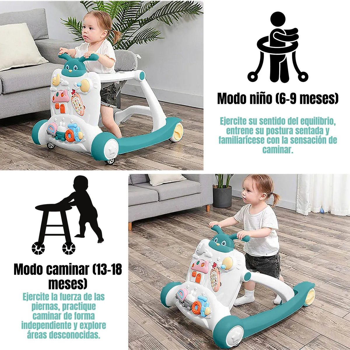 Multi-functional Baby Activity & Musical Walker - Green