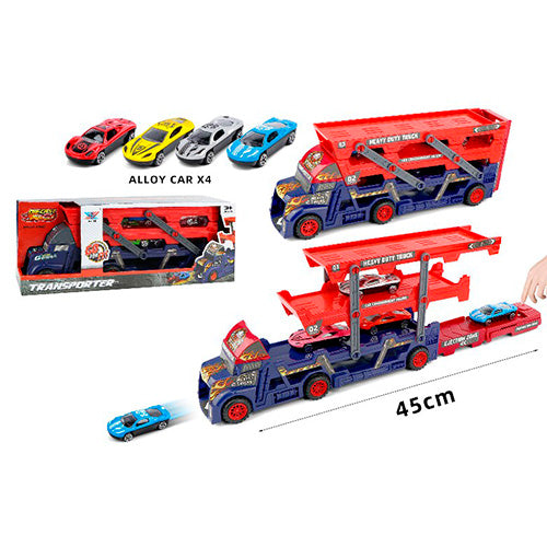 Three-Layers ABS Transporter Truck With 4Pcs Mini Alloy Cars