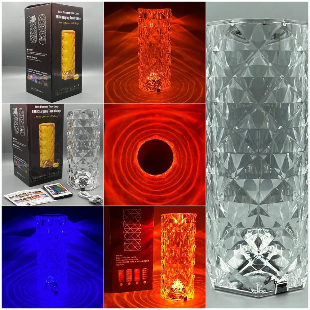 Crystal Table Lamp-USB Charging & Touchable