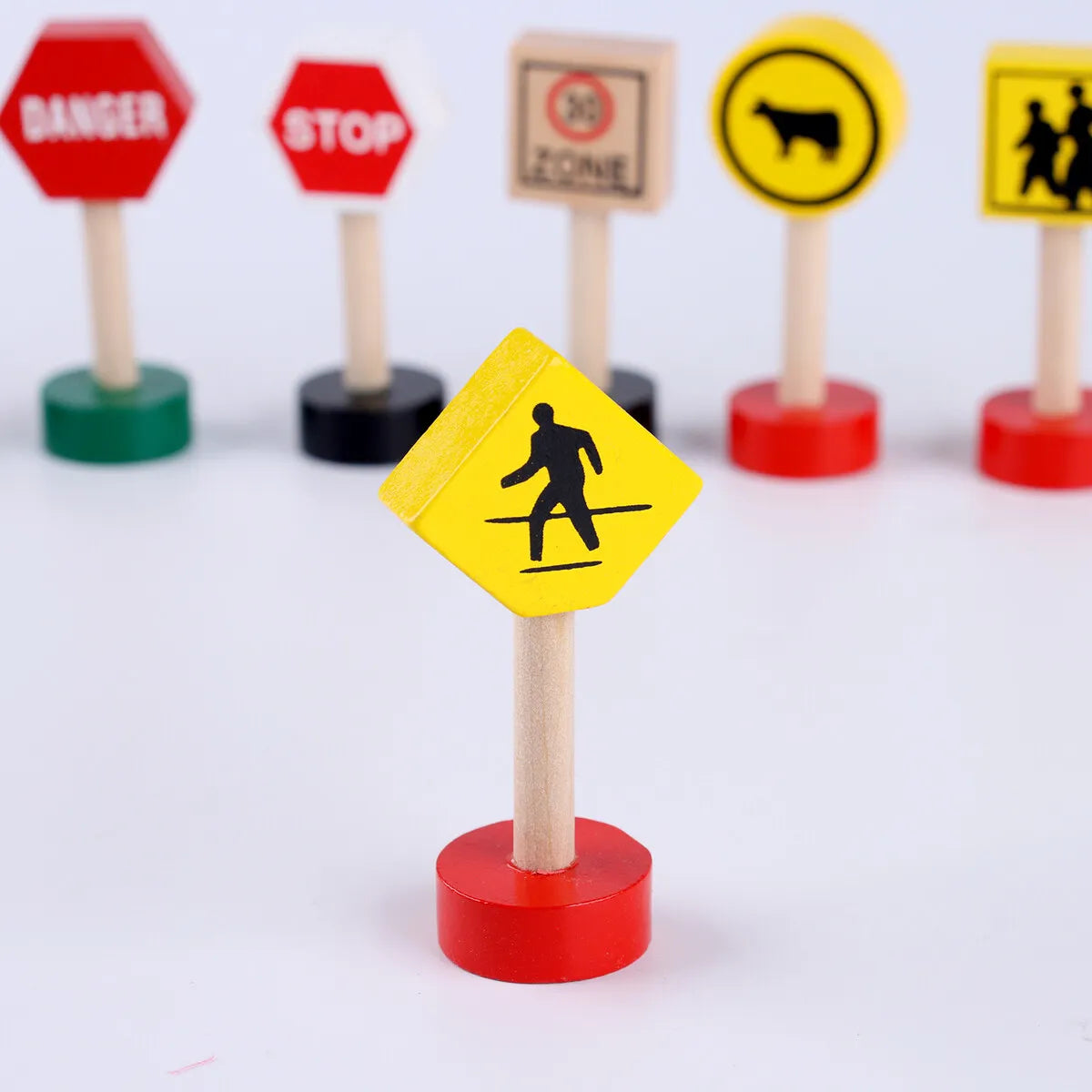 Wooden Traffic Signs - 16Pcs