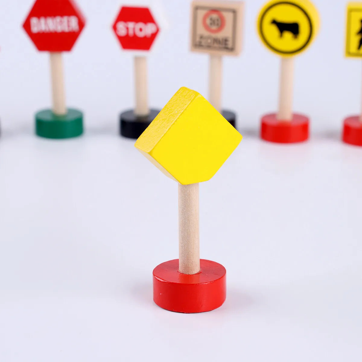 Wooden Traffic Signs - 16Pcs