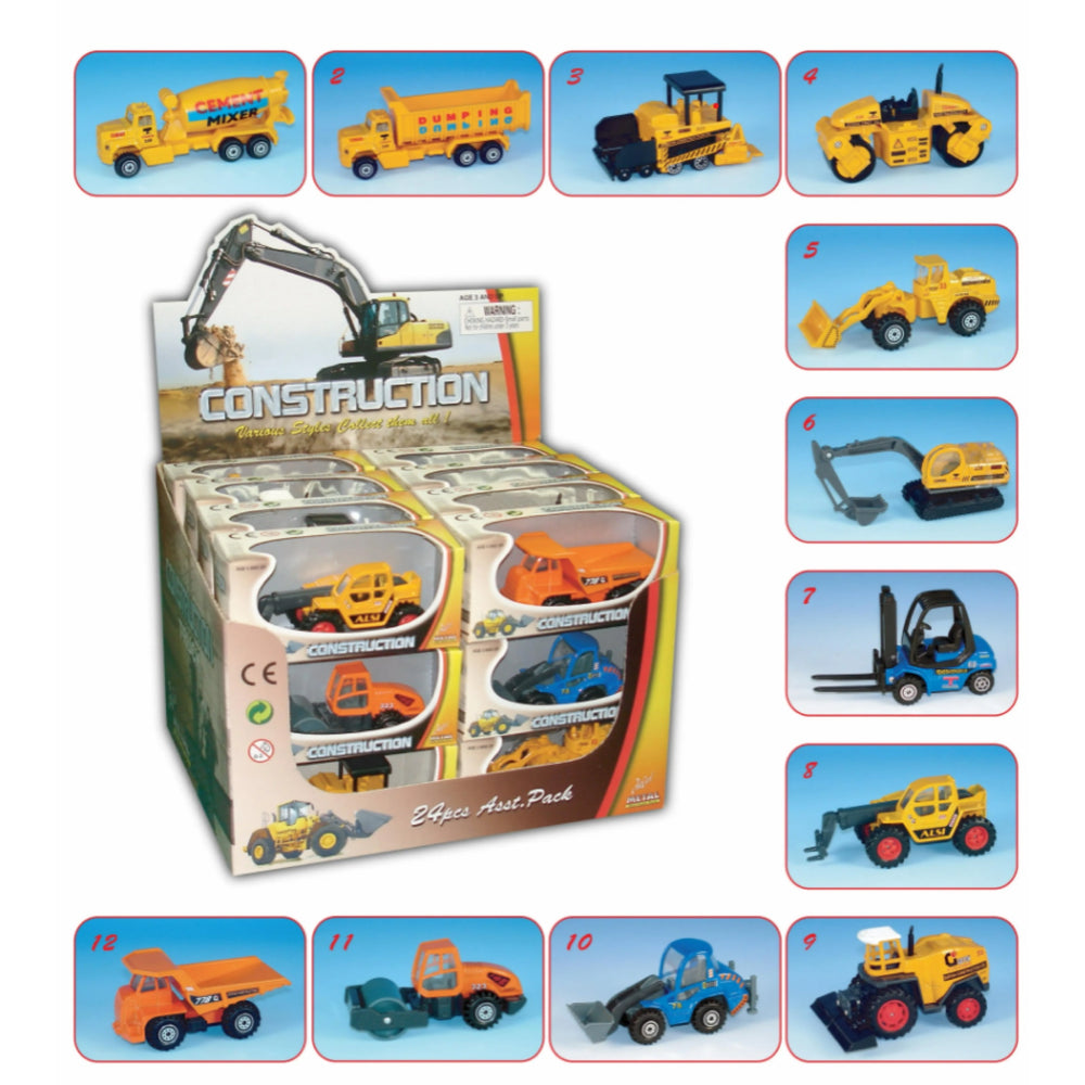 Diecast Metal Construction Trucks - Set of 10