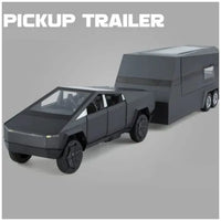 1:35 Diecast Mini Tesla Pickup Truck With Trailer