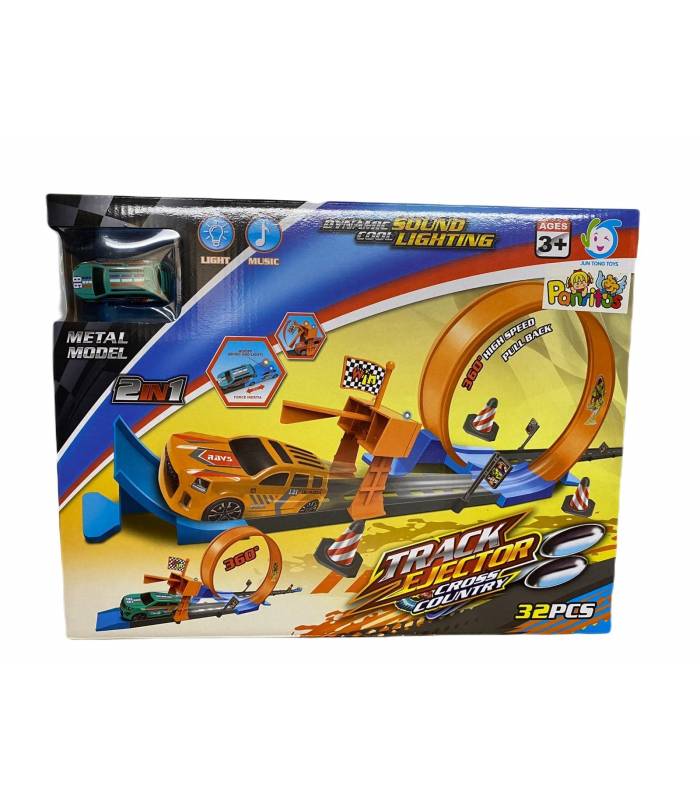 32Pcs Car  Ejector Track Set With Light & Sound