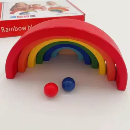 Wooden Rainbow Blocks Stacking - 9Pcs