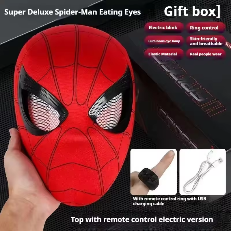 Ring Control Spiderman Blinking Eyes Cosplay Mask