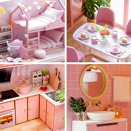 DIY Miniature Girlish Cute Home With LED Lights