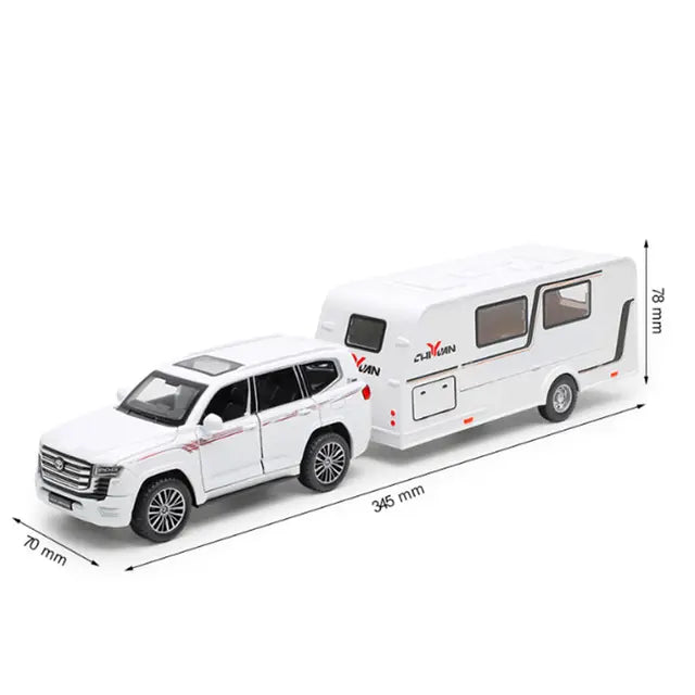 1:32 Diecast Land Cruiser Car With Trailer