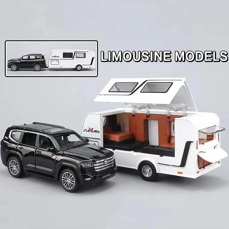 1:32 Diecast Land Cruiser Car With Trailer