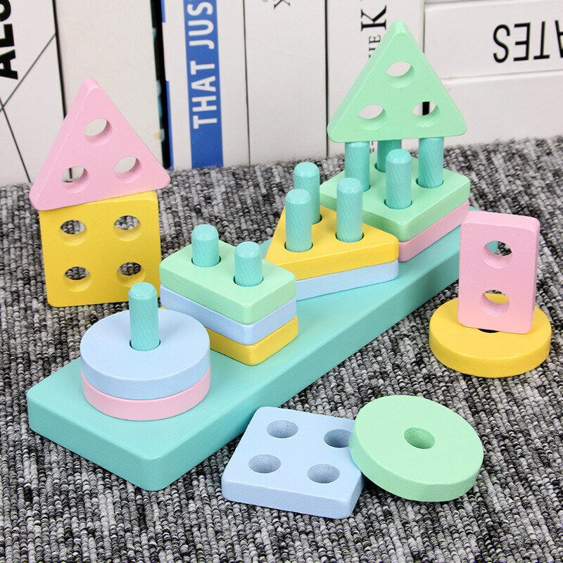 Wooden Geometry Shapes - 4 Columns Set