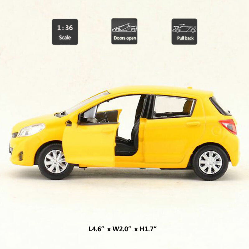 1:36 Diecast Metal Toyota Vitz Model Car - Yellow