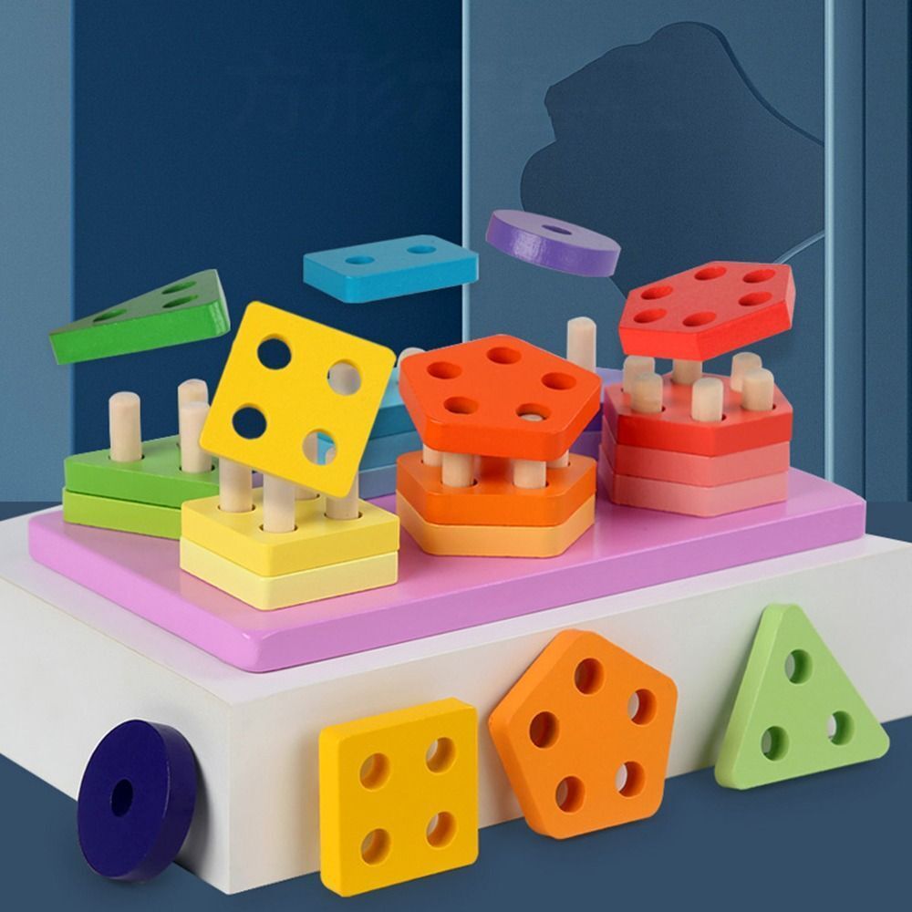 Wooden Building Blocks & 6 Sets Of Column