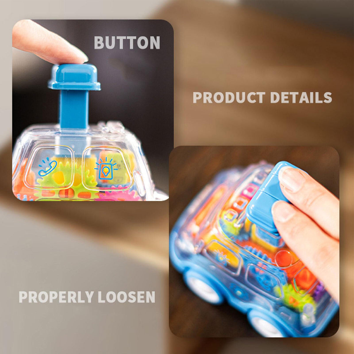 Cute Transparent Body Push & Go Gear Bus