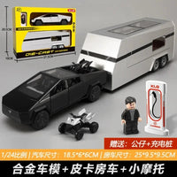 1:24 Diecast Tesla Pickup Truck With Trailer & Bike