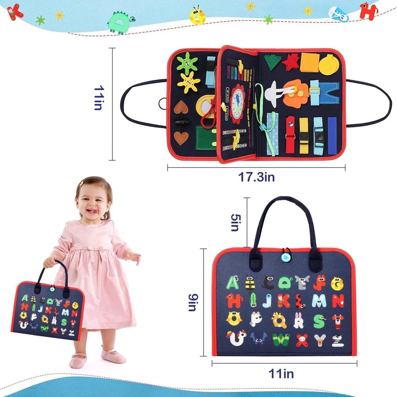 Montessori Multi-functional Activity Busy Book - Dark Blue
