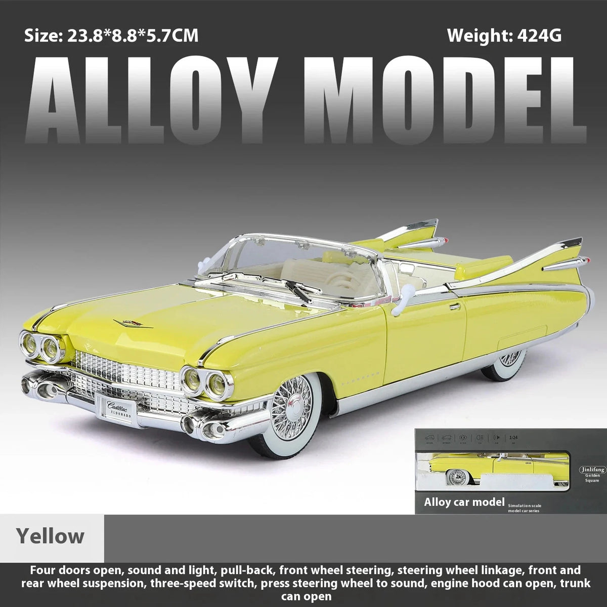 1:24 Diecast Cadillac Eldorado Model Car With Smoke