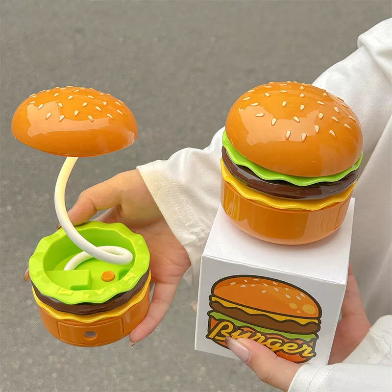 Rechargeable Cute Burger Table Lamp With Sharpener
