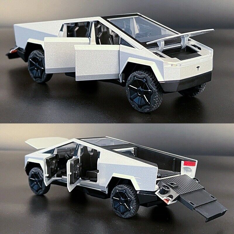 1:32 Diecast Tesla Pickup Truck With Bike & Trailer