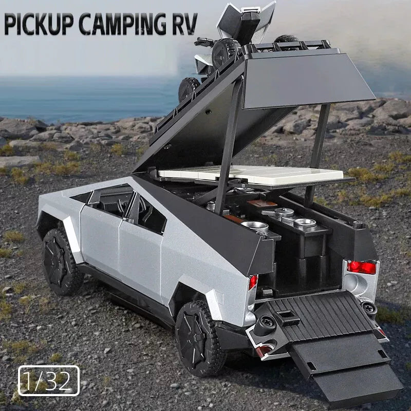 1:32 Diecast Tesla Camping Cybertruck With Bike
