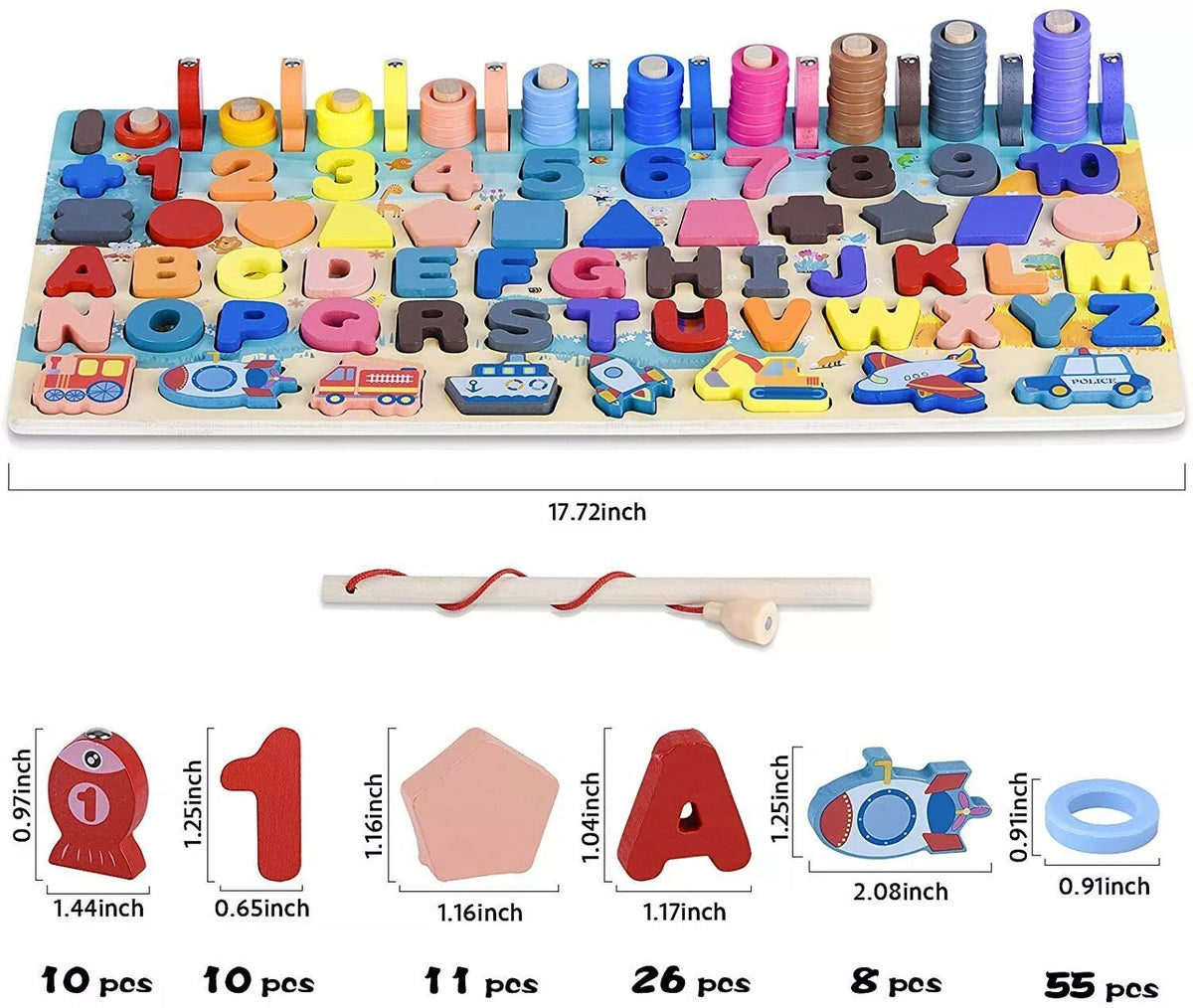 Wooden 8in1 Alpha-Numeric Pairing Board