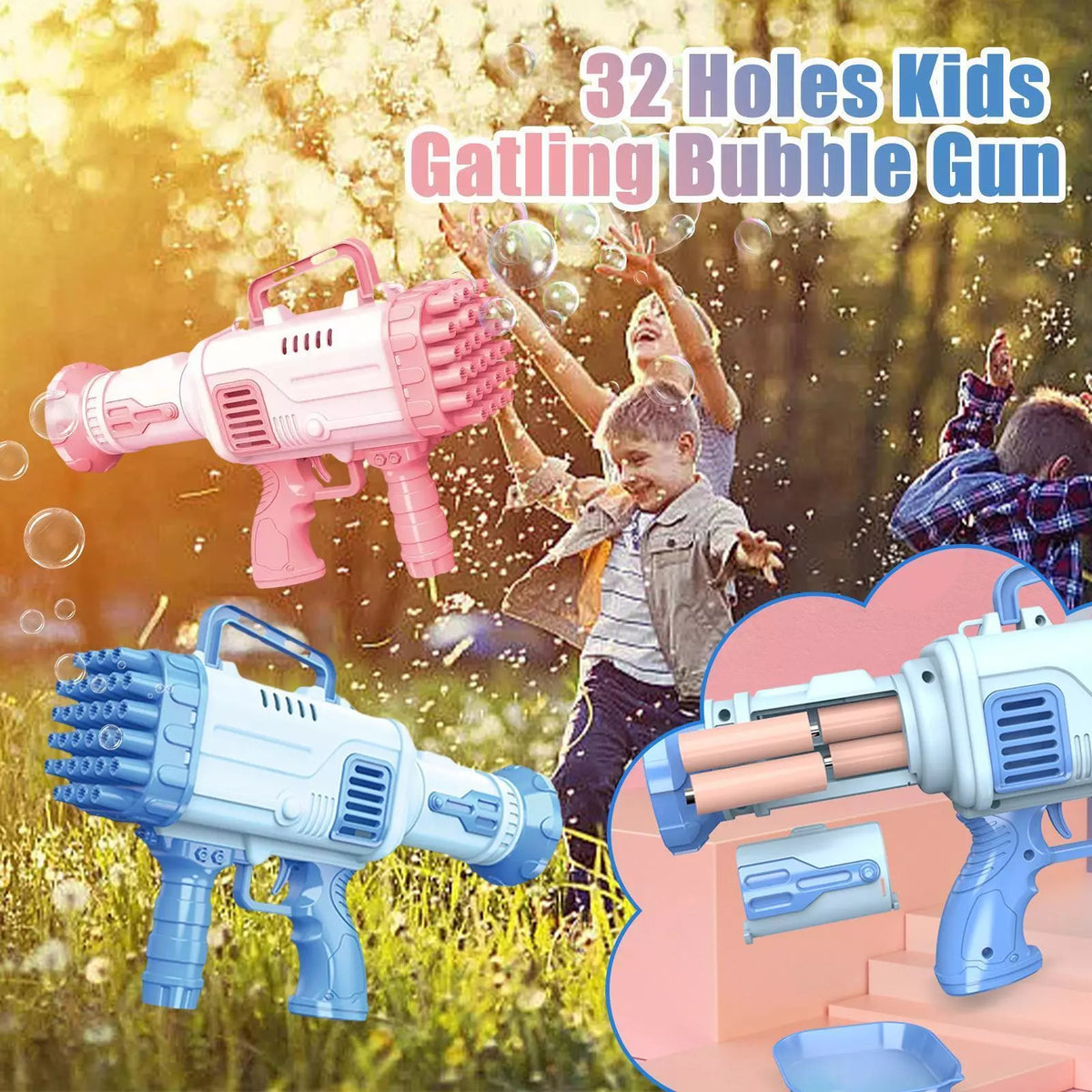 32 Holes Bazooka Colorful Bubble Gun