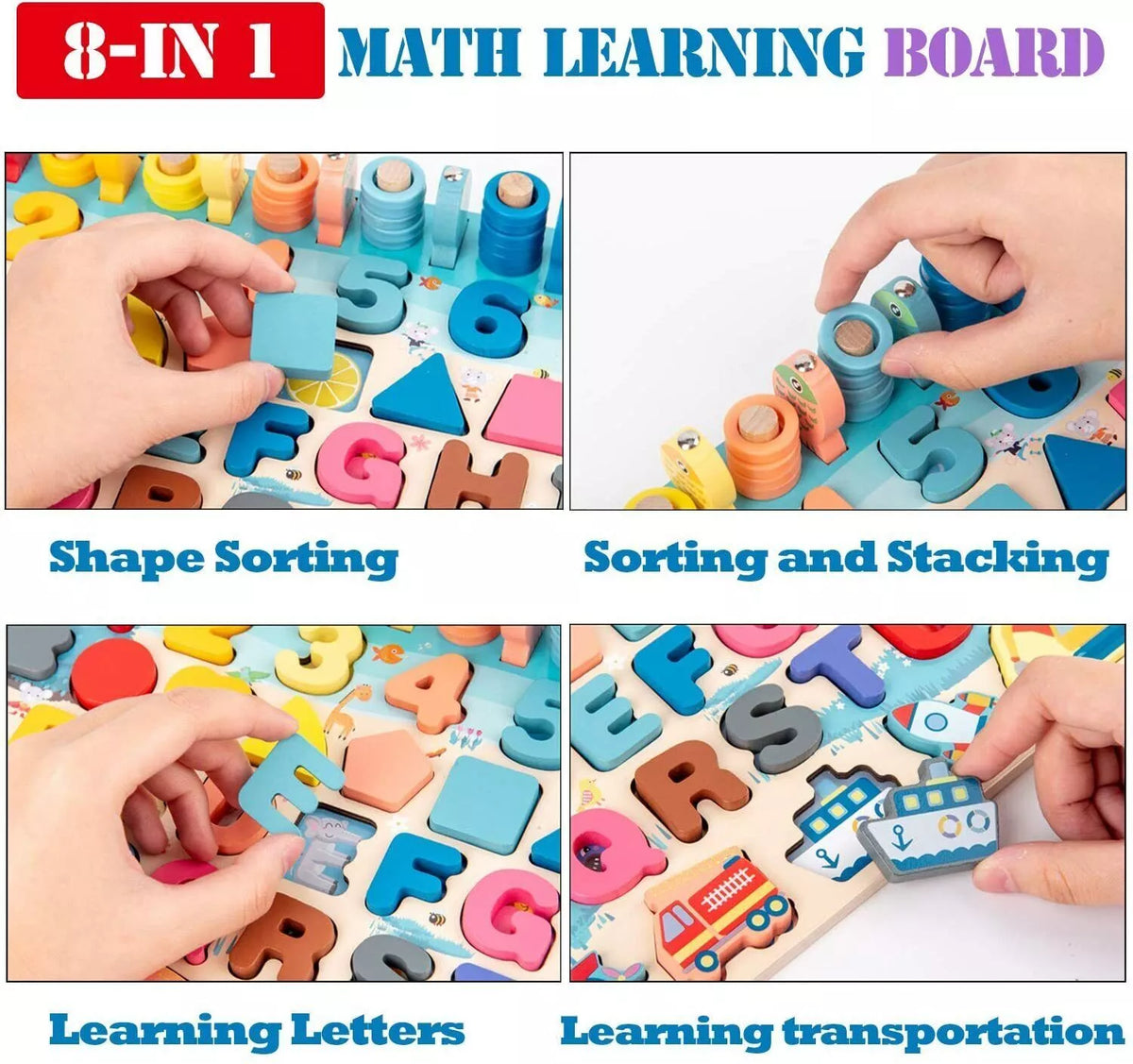 Wooden 8in1 Alpha-Numeric Pairing Board