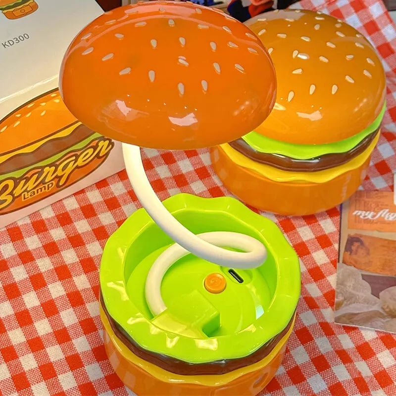 Rechargeable Cute Burger Table Lamp With Sharpener
