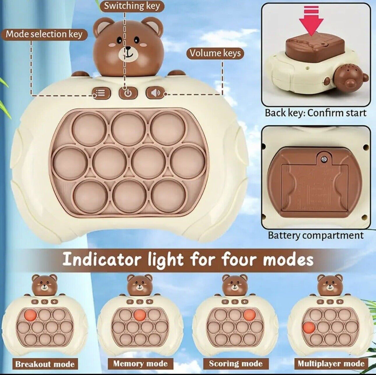 Multi-Modes Electronic Bear Pop Puzzle Game Machine