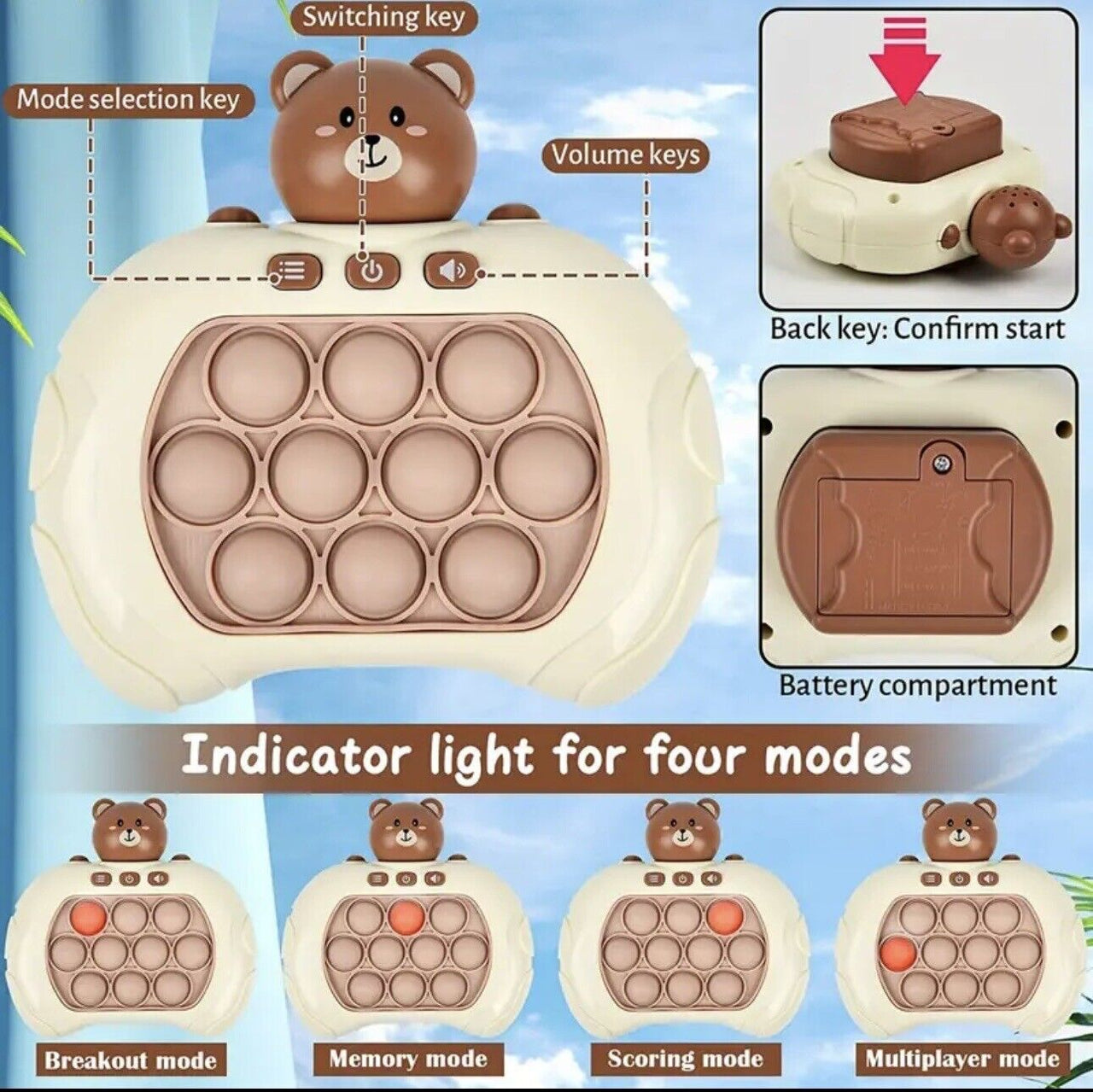 Multi-Modes Electronic Bear Pop Puzzle Game Machine