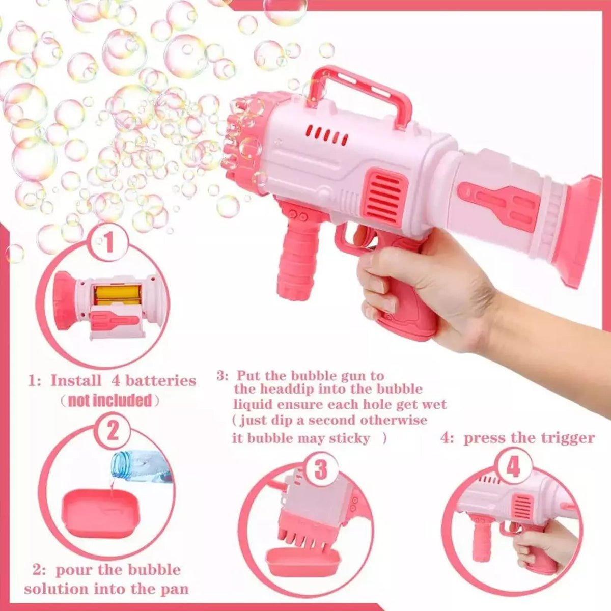 32 Holes Bazooka Colorful Bubble Gun