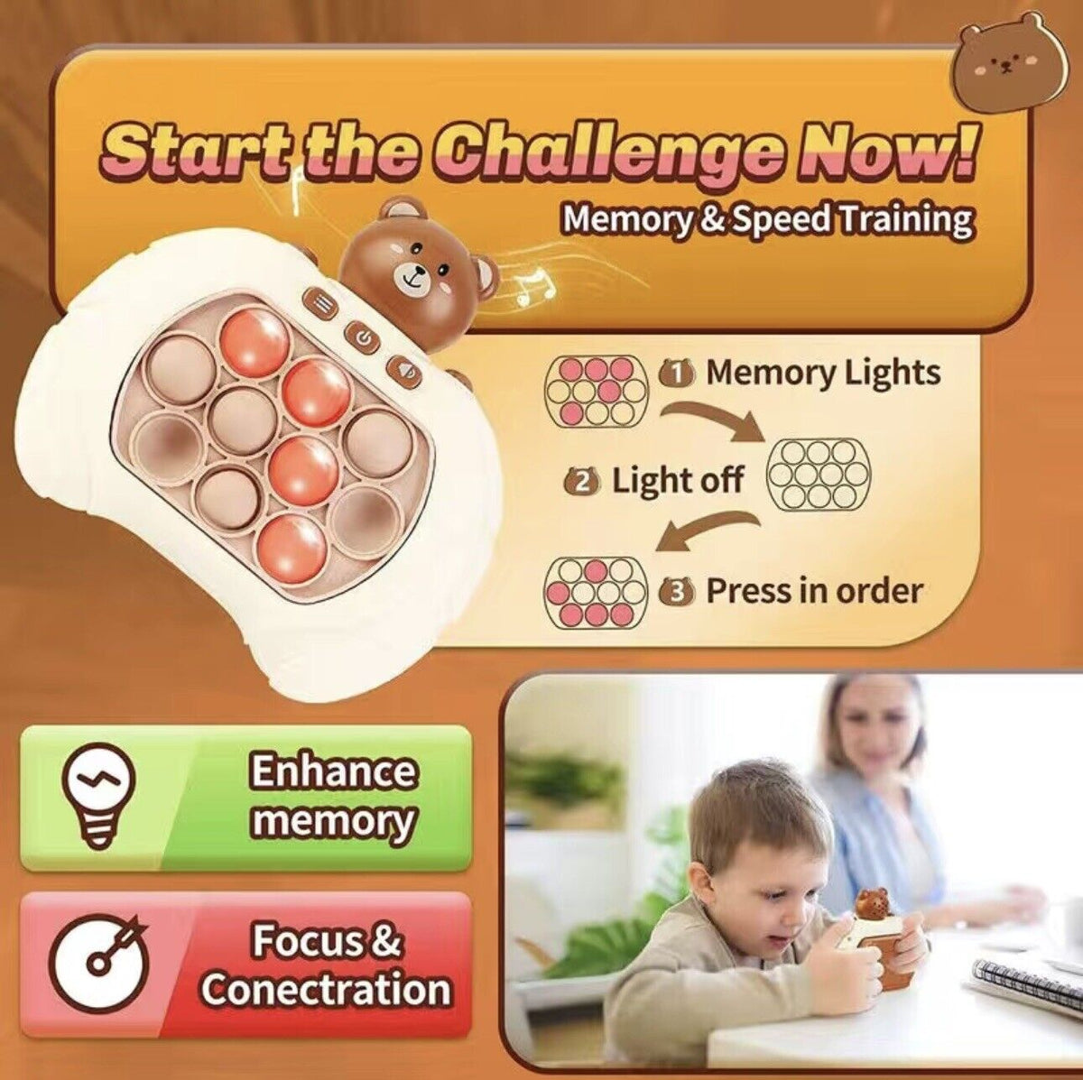 Multi-Modes Electronic Bear Pop Puzzle Game Machine