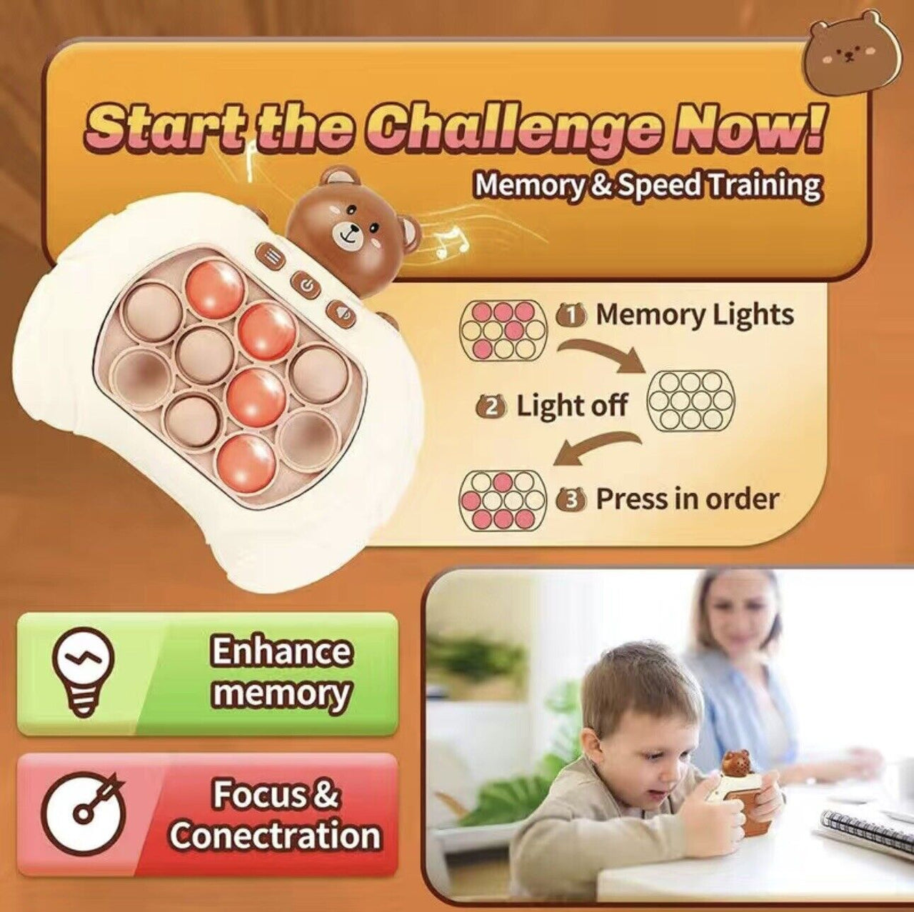 Multi-Modes Electronic Bear Pop Puzzle Game Machine