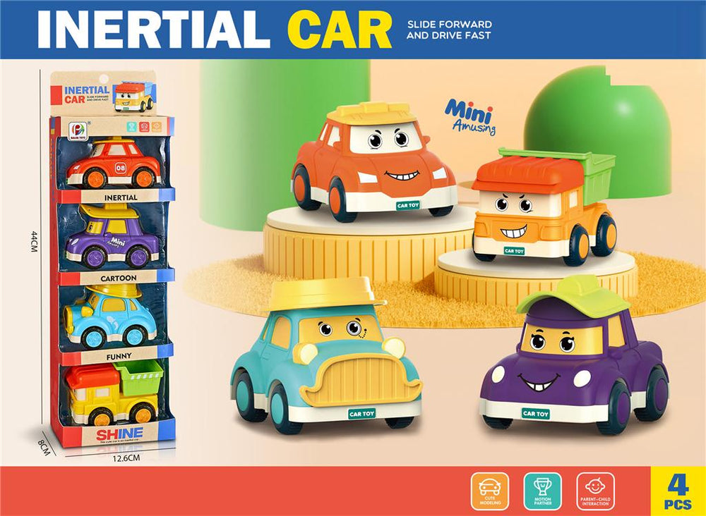 4Pcs Inertial Mini Cartoon Racing Cars