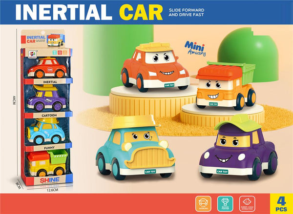 4Pcs Inertial Mini Cartoon Racing Cars