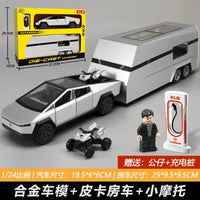 1:24 Diecast Tesla Pickup Truck With Trailer & Bike