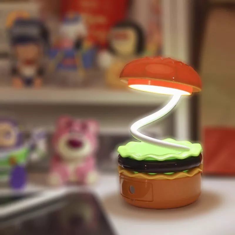 Rechargeable Cute Burger Table Lamp With Sharpener