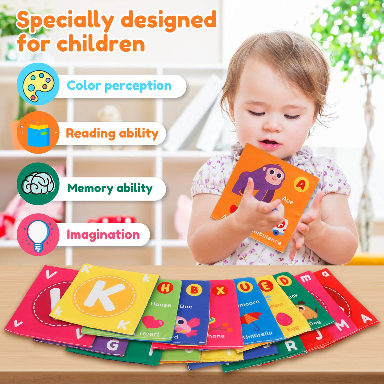 26Pcs Toddlers Soft Alphabet Cards With Storage Bag