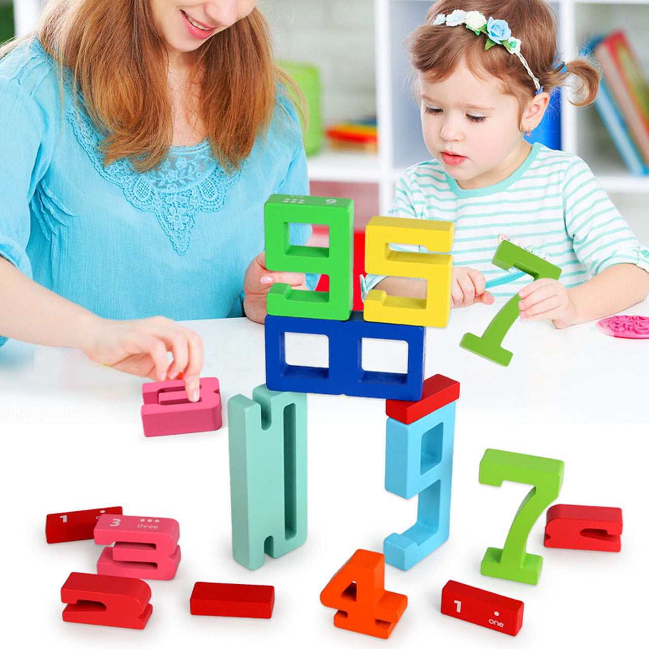 Wooden Montessori Number Blocks For Stacking & Balance