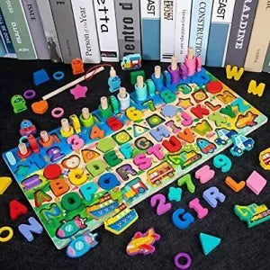 Wooden 8in1 Alpha-Numeric Pairing Board
