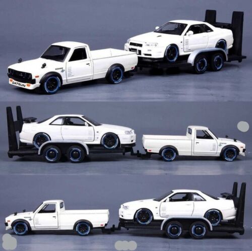 Maisto 1973 Datsun 620 Pickup with Nissan Skyline R34 & Trailer Set