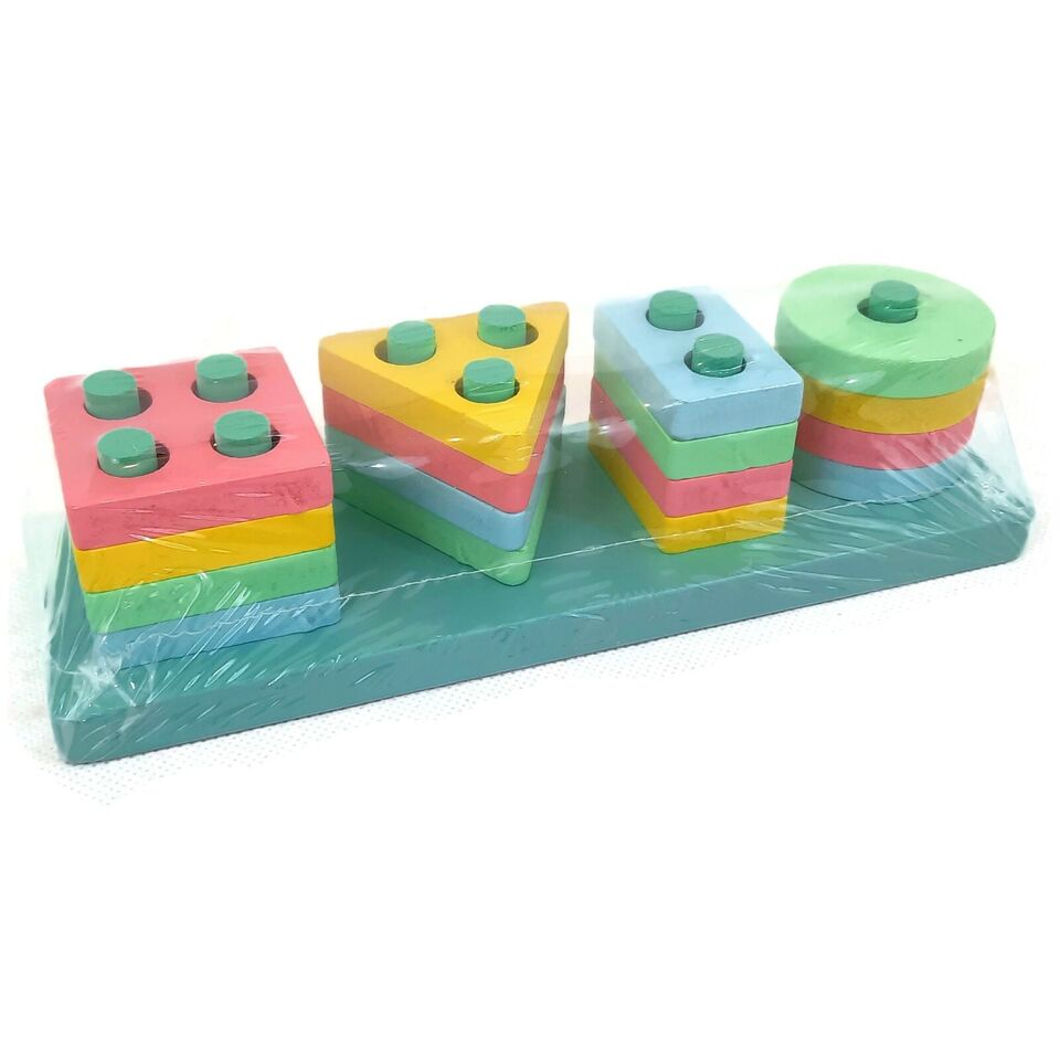 Wooden Geometry Shapes - 4 Columns Set