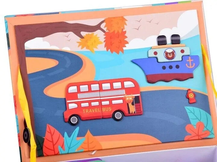 66Pcs Interesting Vehicle Magnetic Puzzle Book