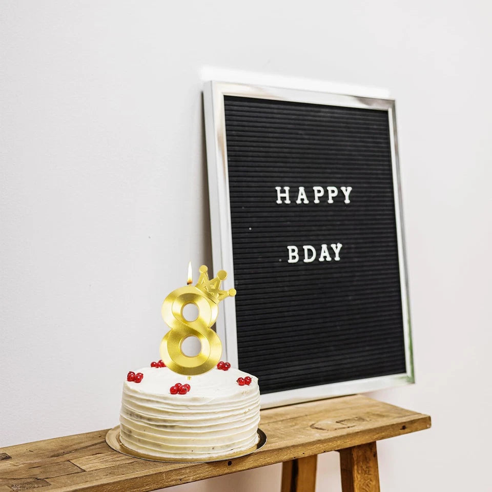 Number 8 Crown Designed Birthday Candle