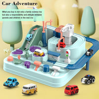 Manual Mechanical Car Adventure Track Set - 4Pcs Assorted Cars